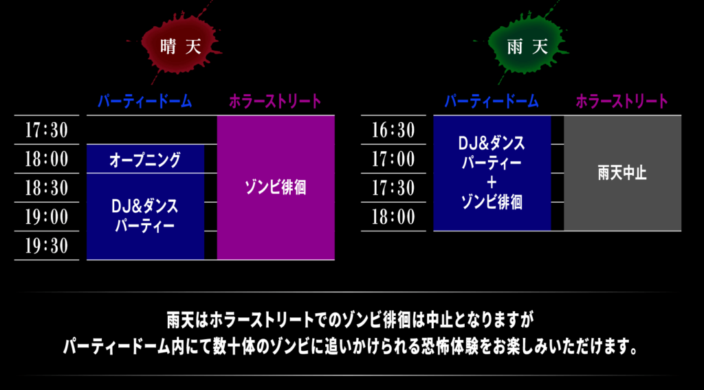 ゾンビアイランドのタイムスケジュール